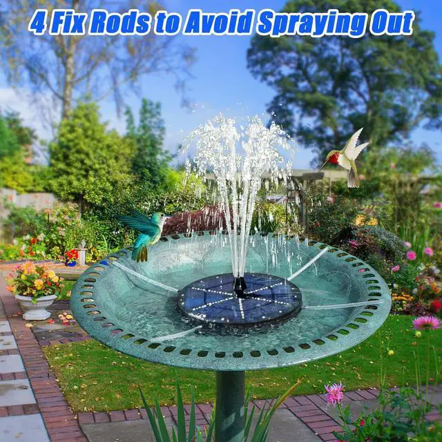 Alt view image 4 of 6 - Solar Bird Bath Fountains Upgraded, 4W Solar Powered Water Fountain Pump with 4000 Battery, 7 Nozzles & 4 Fixers, Colorful LED Lights for Garden, Swimming Pool, Pond, Fish Tank and Outdoor
