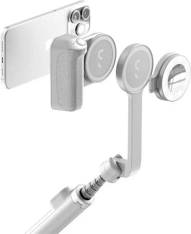 Alt view image 2 of 7 - Travel and Creator Kit MagSafe-Compatible Mobile Creator Bundle for iPhone and Android, Compact Phone Grip, Adjustable LED Light, Extendable Bluetooth Tripod for Vlogging