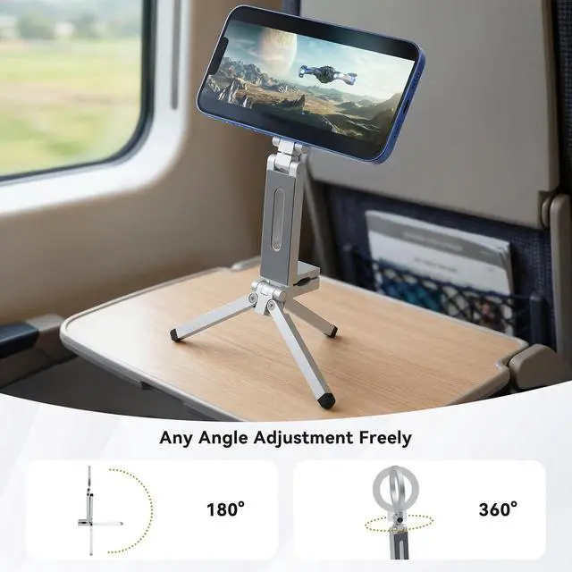 Alt view image 6 of 7 - Magnetic Phone Tripod Stand 360° Rotating Adjustable Cell Phone Stand with 38mm Clip & 1/4" Screw for Desk, Gym, Vlog, Travel Aluminum Foldable Tripod Mount for iPhone 17 16 15 14 13 12 Series