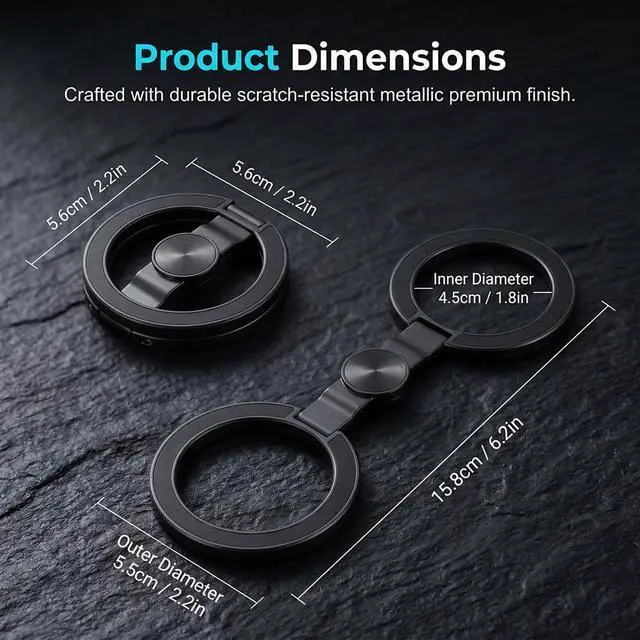 Alt view image 7 of 7 - Magnetic Phone Stand, Foldable 360° Rotating Phone Holder with Dual-Sided Magnetic Design, Adjustable Desktop Stand for Home, Office, Travel and Daily Use (Grey-1)