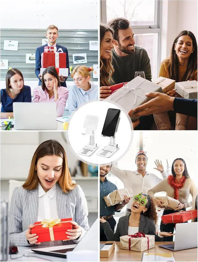 Alt view image 7 of 7 - 24 Pcs Employee Appreciation Gifts Bulk Cell Phone Stand for Desk Plastic Phone Holder Stand with Inspiring Quote Foldable Angle Height Adjustable Thank You Gifts for Staff Coworkers, White