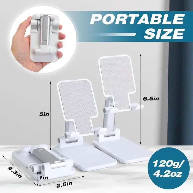 Alt view image 2 of 7 - 12 Pcs Cell Phone Stand for Desk Phone Holder Stand Foldable Angle Height Adjustable Portable Holder Tablet for Office Travel Photography (White)