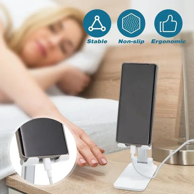 Alt view image 5 of 7 - 12 Pcs Cell Phone Stand for Desk Phone Holder Stand Foldable Angle Height Adjustable Portable Holder Tablet for Office Travel Photography (White)
