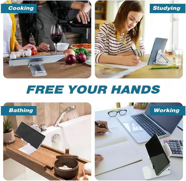 Alt view image 7 of 7 - 12 Pcs Cell Phone Stand for Desk Phone Holder Stand Foldable Angle Height Adjustable Portable Holder Tablet for Office Travel Photography (White)