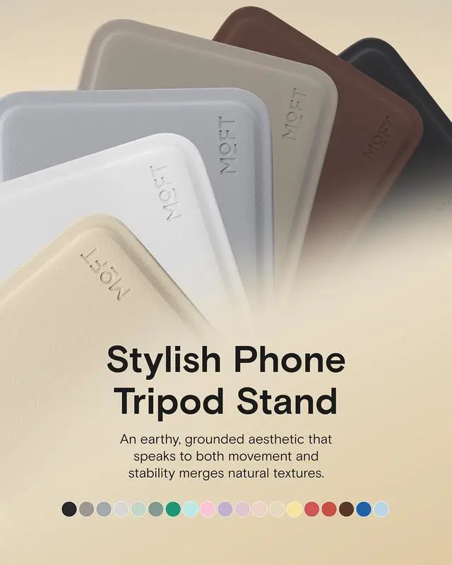 Alt view image 7 of 7 - Phone Stand, Magnetic Phone Tripod Stand Stain-Resistant MOVAS Leather & Angle Adjustment & Strong Magnets Tripod for iPhone 17/16/15/14/13/12 (Included Metal Ring)-Misty Cove