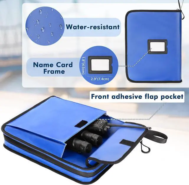 Alt view image 4 of 7 - Boat Document Holder, Waterproof Travel Document Folder with 6 Expandable Folders for A4 Papers, with 1 Handle Loop, Reflective Strip and Customized Name Frame, Patented Design