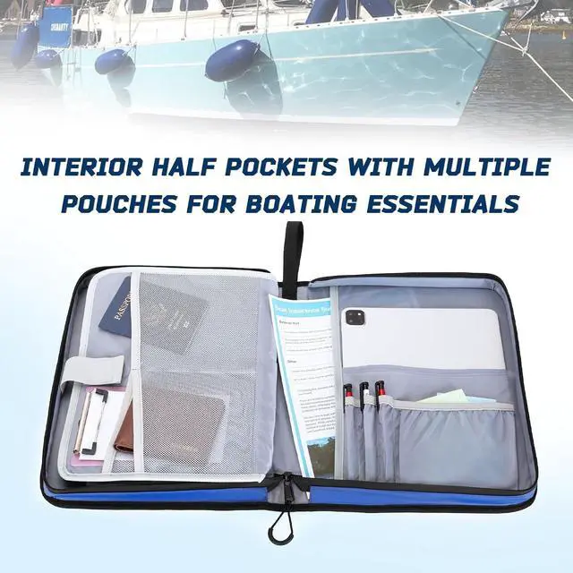 Alt view image 2 of 7 - Boat Document Holder, Waterproof Travel Document Folder with 6 Expandable Folders for A4 Papers, with 1 Handle Loop, Reflective Strip and Customized Name Frame, Patented Design
