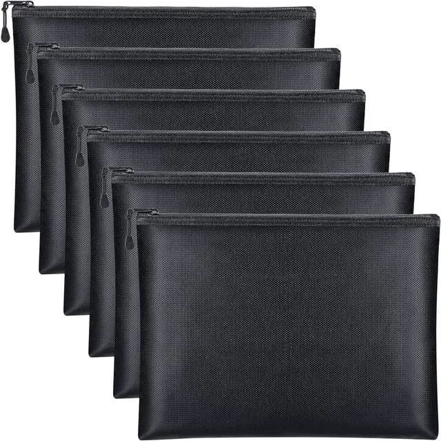 Main image of 6 Pack Fireproof Document Bags 13.4 x 9.4 Inch Waterproof and Fireproof Money Bag Document Holder with Zipper Fireproof Safe Storage Bag for A4 Documents, Money, Passport and Tablet