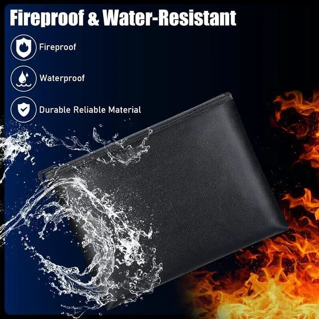 Alt view image 4 of 5 - 6 Pack Fireproof Document Bags 13.4 x 9.4 Inch Waterproof and Fireproof Money Bag Document Holder with Zipper Fireproof Safe Storage Bag for A4 Documents, Money, Passport and Tablet