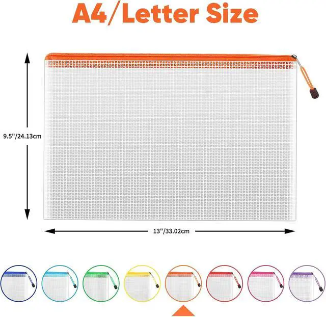 Alt view image 2 of 7 - 72pcs Mesh Zipper Pouch Bags, A4 Letter Size Zipper Mesh Document Pouch, 13" x 9.5" Waterproof Mesh Bags for Board Games & Puzzles, Organizing Storage for School Office Supplies