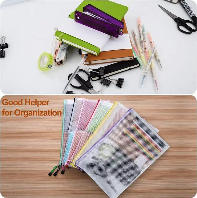 Alt view image 6 of 7 - 72pcs Mesh Zipper Pouch Bags, A4 Letter Size Zipper Mesh Document Pouch, 13" x 9.5" Waterproof Mesh Bags for Board Games & Puzzles, Organizing Storage for School Office Supplies