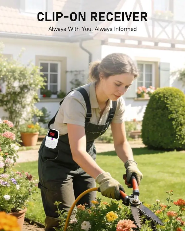 Alt view image 6 of 7 - Bed Alarms for Elderly Dementia Patients - Digital Sensor ID Display & Clip-On Caregiver Pager, Wirelss 1000ft Range, No Month Fee, Motion Sensors for Fall & Room Exit Alerts