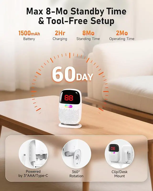 Alt view image 7 of 7 - Bed Alarms for Elderly Dementia Patients - Digital Sensor ID Display & Clip-On Caregiver Pager, Wirelss 1000ft Range, No Month Fee, Motion Sensors for Fall & Room Exit Alerts
