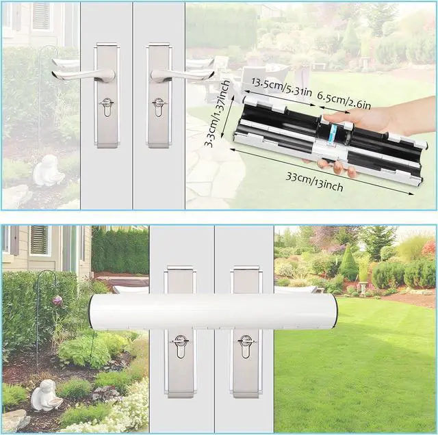 Alt view image 2 of 7 - French Door Security Keyless French Patio Door Security Lock Aluminum Alloy Double Door Easy Install Double Door Handle Lock Only Works with 2 Horizontal Handles (with Alarm)