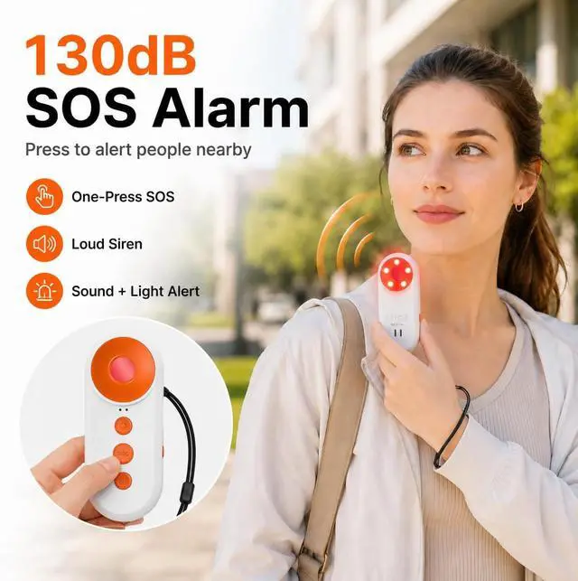 Alt view image 5 of 7 - 3-in-1 Hidden Camera Detector, 130dB Personal Alarm for Women, Red LED Lens Finder Light, Rechargeable SOS Alarm, Portable Door Alarm When Opened for Hotel, Dorm, Apartment and Travel