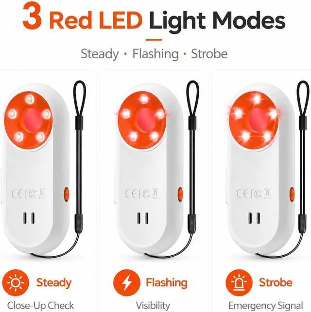 Alt view image 7 of 7 - 3-in-1 Hidden Camera Detector, 130dB Personal Alarm for Women, Red LED Lens Finder Light, Rechargeable SOS Alarm, Portable Door Alarm When Opened for Hotel, Dorm, Apartment and Travel