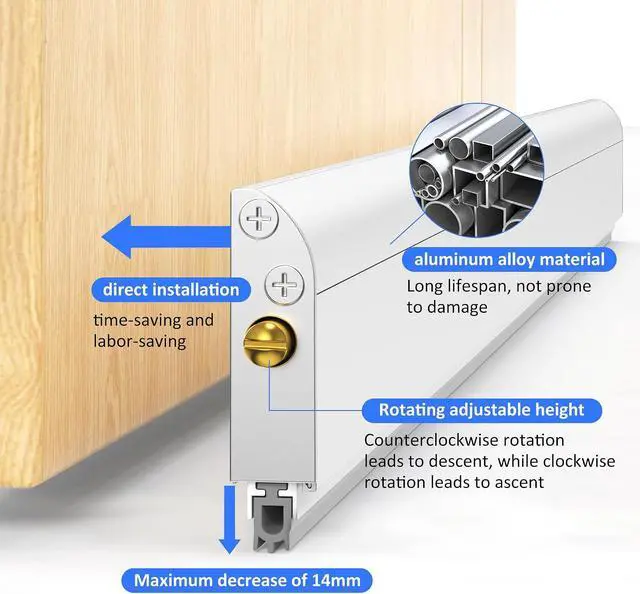 Alt view image 7 of 7 - Automatic Door Sweeping Bottom Aluminum Alloy 36-inch Surface Mount Type - Suitable for Door Bottom Sealing Sound Insulation Windproof Dustproof Light Blocking and Small Animal Prevention