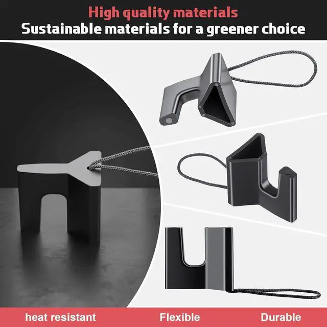 Alt view image 5 of 7 - 10 Pcs Over the Hinge Door Stopper Plastic Residential Door Holder for Office School Home Commercial Use Hospitals Hotels, Safe and Anti Pinch Design, Can Fix Tension Hinged Doors (Black)