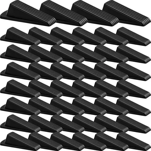 Main image of 48 Pcs Door Stoppers Bulk Rubber Stop Height up to 1.2 Inches Wedge Stopper for Heavy Duty Door Bottom Carpet Tile Concrete Wooden Floor (Black)