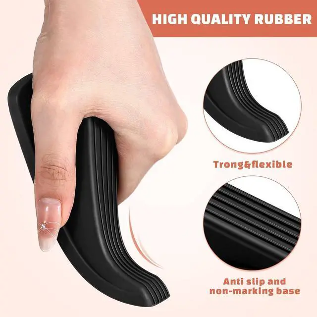 Alt view image 3 of 7 - 48 Pcs Door Stoppers Bulk Rubber Stop Height up to 1.2 Inches Wedge Stopper for Heavy Duty Door Bottom Carpet Tile Concrete Wooden Floor (Black)