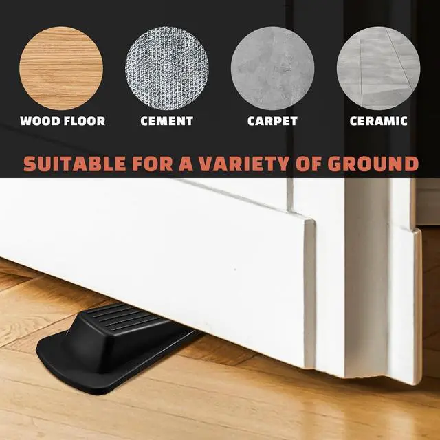 Alt view image 6 of 7 - 48 Pcs Door Stoppers Bulk Rubber Stop Height up to 1.2 Inches Wedge Stopper for Heavy Duty Door Bottom Carpet Tile Concrete Wooden Floor (Black)