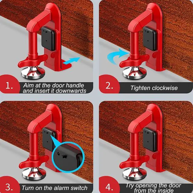 Alt view image 5 of 7 - Watermelon Red Alarm Door Stopper - 2025 Safety Door Stopper, Portable Security Door Blocker for Women's Safety (2pc)
