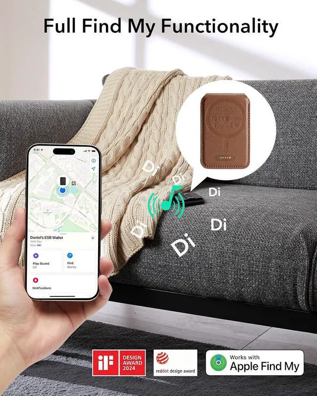 Alt view image 2 of 7 - Geo for Magsafe Wallet with Full Find My Functionality,5 Card Holder Stand Grip for Phone Case, RFID Blocking, Magnetic Wallet for iPhone 17e/17/16/15/14/13/12 Series, with Adjustable Stand, Brown