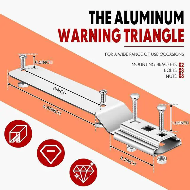 Alt view image 3 of 7 - 2 Sets Slow Moving Vehicle Sign with Mounting Bracket, 14 x 16 Inch Aluminum Triangle SMV Warning Reflective Sign, up to 7 Years Outdoor Use for Tractor, Golf Cart, ATV, UTV