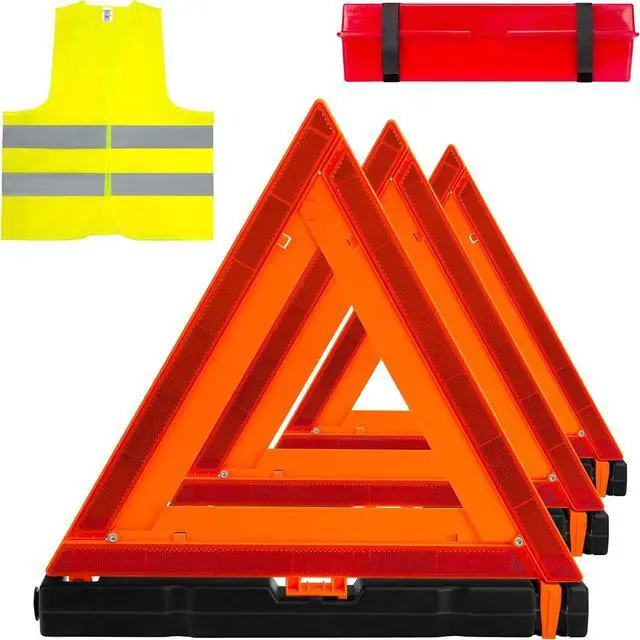 Main image of 3Pack Car Warning Triangle Heavy Reflective Warning Road Safety Triangle Kit Suitable for car Breakdown and Temporary Parking on the Road.