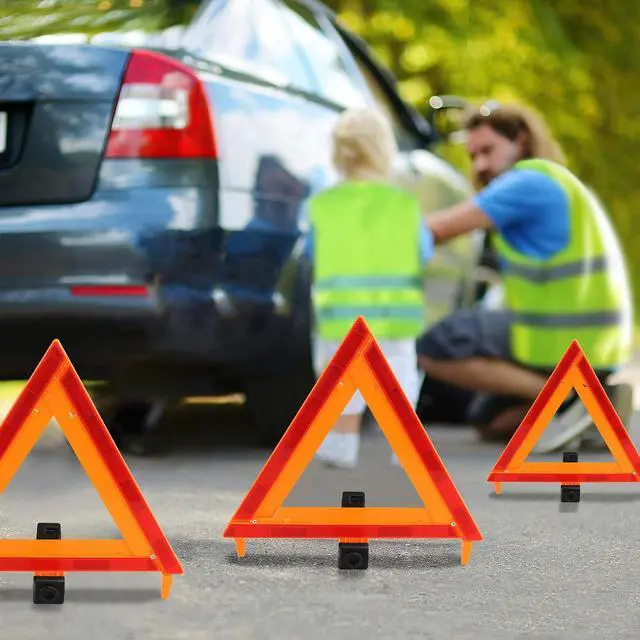Alt view image 2 of 5 - 3Pack Car Warning Triangle Heavy Reflective Warning Road Safety Triangle Kit Suitable for car Breakdown and Temporary Parking on the Road.