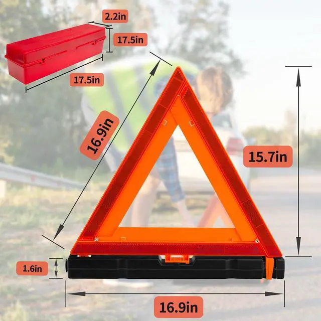 Alt view image 3 of 5 - 3Pack Car Warning Triangle Heavy Reflective Warning Road Safety Triangle Kit Suitable for car Breakdown and Temporary Parking on the Road.
