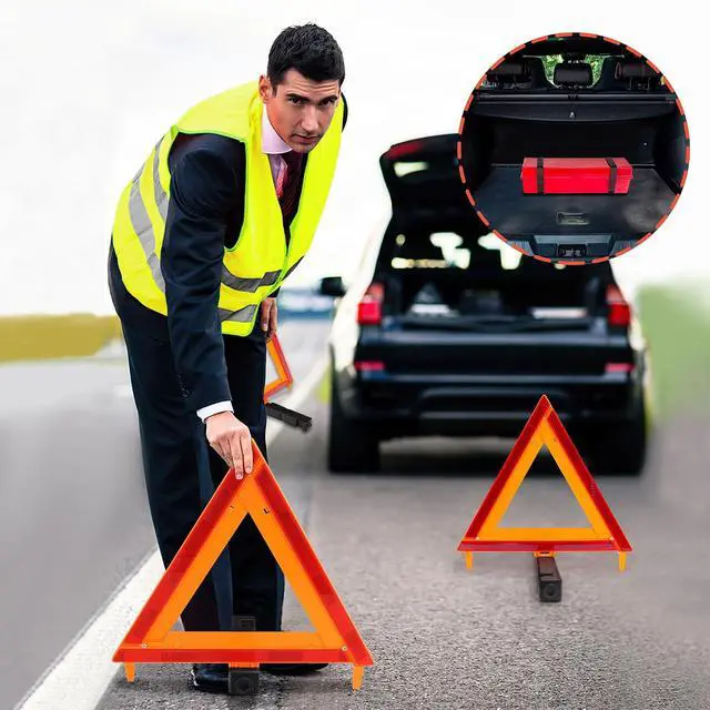 Alt view image 4 of 5 - 3Pack Car Warning Triangle Heavy Reflective Warning Road Safety Triangle Kit Suitable for car Breakdown and Temporary Parking on the Road.