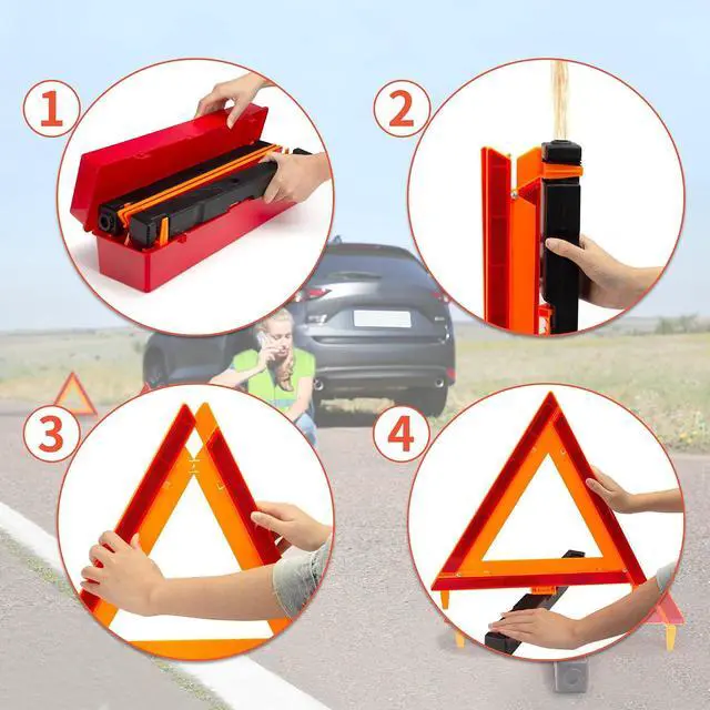 Alt view image 5 of 5 - 3Pack Car Warning Triangle Heavy Reflective Warning Road Safety Triangle Kit Suitable for car Breakdown and Temporary Parking on the Road.