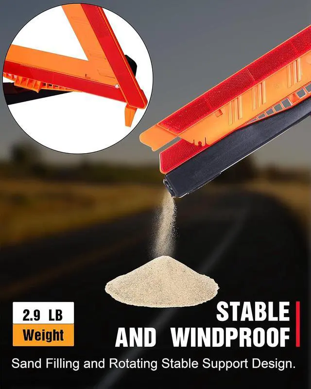 Alt view image 3 of 6 - 12 Pack Warning Triangle DOT Approved, Foldable Emergency Safety Reflective Triangles for Roadside Vehicles Breakdown with Carrying Case