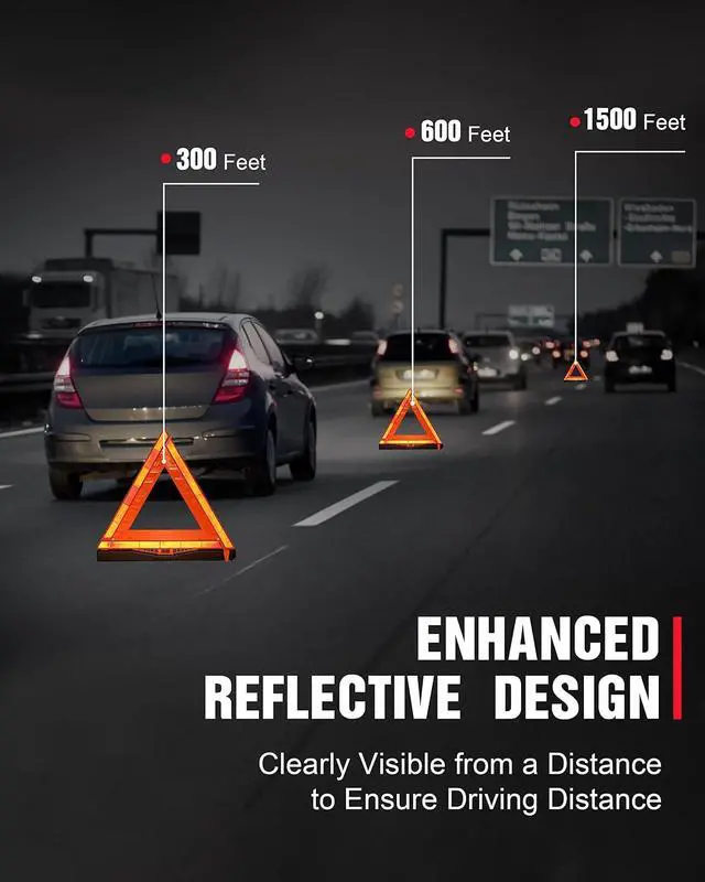 Alt view image 2 of 6 - 12 Pack Warning Triangle DOT Approved, Foldable Emergency Safety Reflective Triangles for Roadside Vehicles Breakdown with Carrying Case