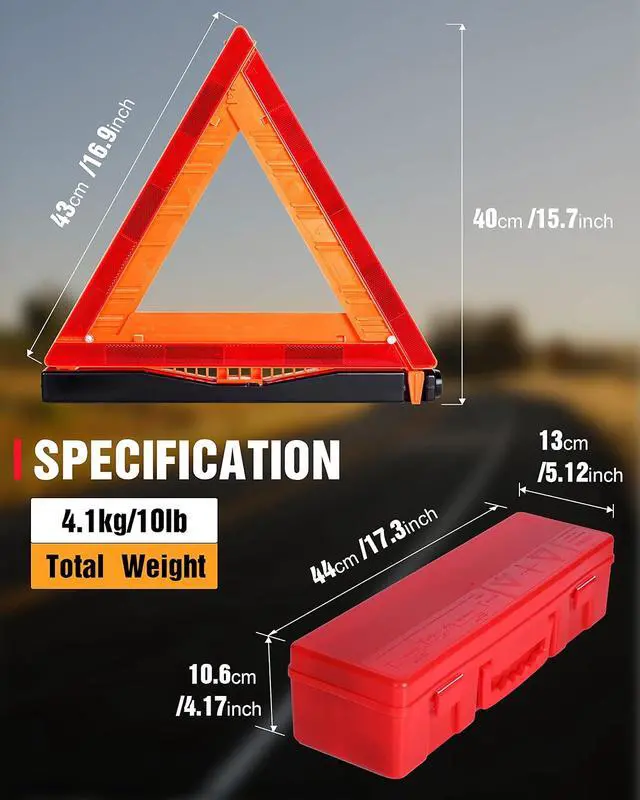 Alt view image 6 of 6 - 12 Pack Warning Triangle DOT Approved, Foldable Emergency Safety Reflective Triangles for Roadside Vehicles Breakdown with Carrying Case