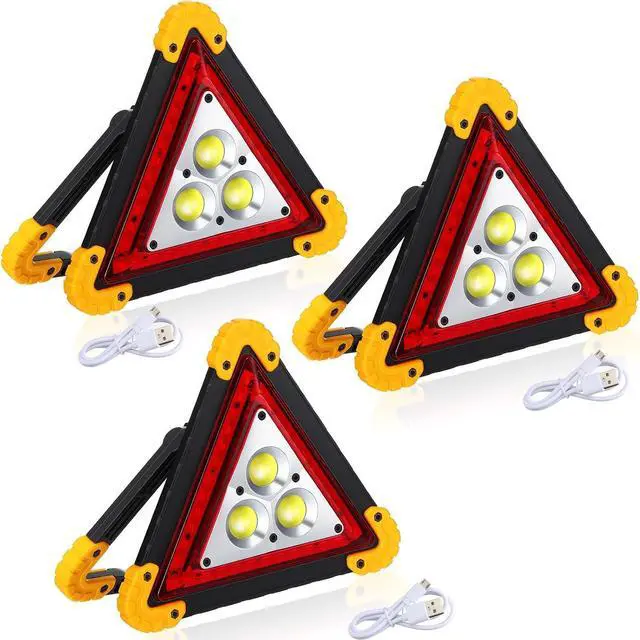 Main image of LED Emergency Warning Triangle, Rechargeable Portable Flashing LED Warning Triangle Light with 4 Modes, Safety Hazard Light for Car Truck RV Vehicle Roadside, Batteries Not Included(3 Pack)