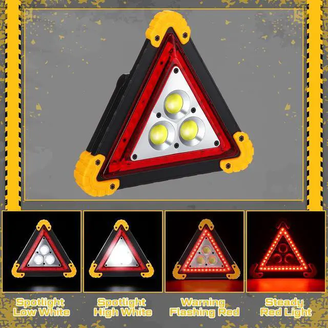 Alt view image 2 of 6 - LED Emergency Warning Triangle, Rechargeable Portable Flashing LED Warning Triangle Light with 4 Modes, Safety Hazard Light for Car Truck RV Vehicle Roadside, Batteries Not Included(3 Pack)