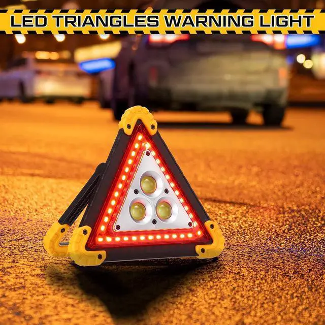 Alt view image 5 of 6 - LED Emergency Warning Triangle, Rechargeable Portable Flashing LED Warning Triangle Light with 4 Modes, Safety Hazard Light for Car Truck RV Vehicle Roadside, Batteries Not Included(3 Pack)
