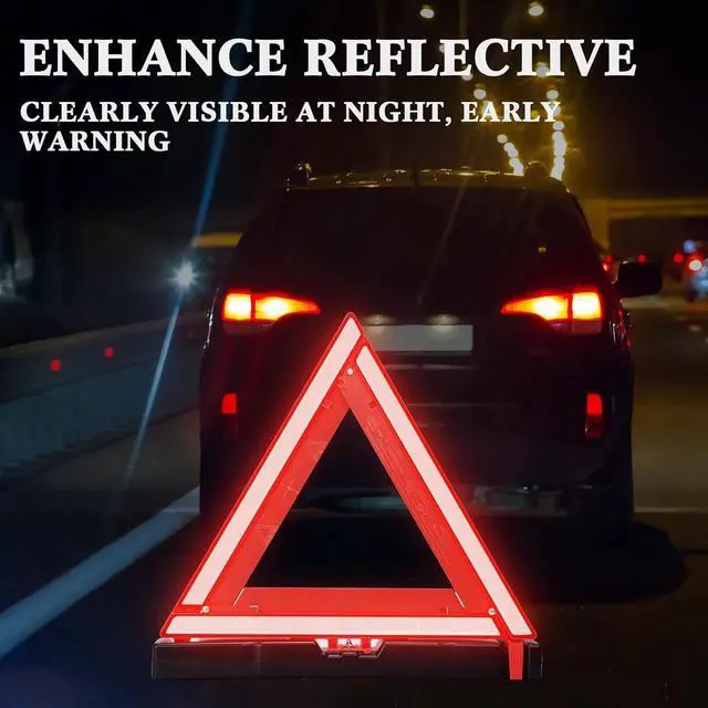Alt view image 5 of 6 - 12 Pcs Warning Triangle Dot Approved Foldable Emergency Safety Triangles Reflective Road Safety Triangle with Carrying Case Heavy Base Roadside Warning Sign for Car Truck