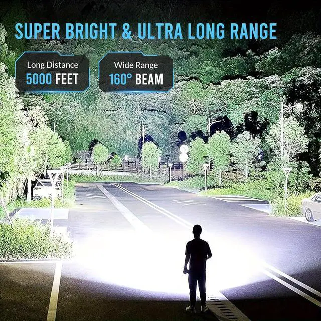 Alt view image 2 of 7 - Flashlights High Lumens Rechargeable 2 Packs, 1,500,000L Handheld LED Flash Light High Powered, Super Bright Flash Lights with 6 Modes, Cob Side Light, Adjustable Flashlight for Emergency