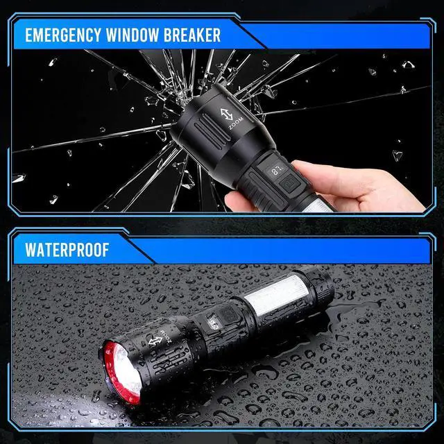 Alt view image 6 of 7 - Flashlights High Lumens Rechargeable 2 Packs, 1,500,000L Handheld LED Flash Light High Powered, Super Bright Flash Lights with 6 Modes, Cob Side Light, Adjustable Flashlight for Emergency