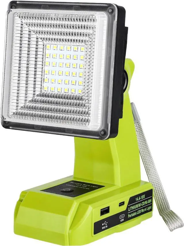 Main image of Work Light Compatible with Ryobi 18V Battery, 15W Light Cordless Portable Jobsite with USB Charging Port, 1800LM Outdoor Rechargeable LED Floodlight for Car Repair, Camping, Hiking