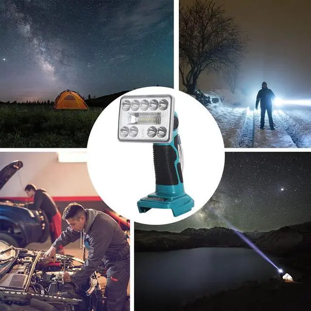 Alt view image 7 of 7 - 1000LM LED Work Light for Makita 18V LXT lithium battery, 9w Floodlight for Camping, Car Repairing, Emergency and Job Site Lighting, Rechargeable Led Flashlight Tools for Men