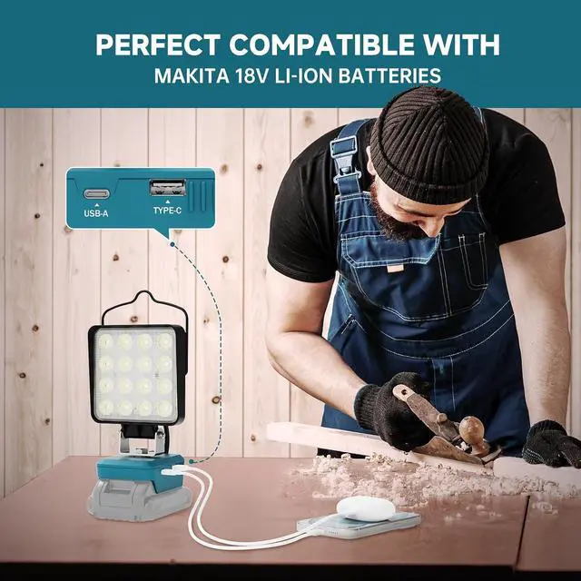 Alt view image 2 of 6 - 2 PCS LED Work Light for Makita 18V Battery,Battery Light for Makita 18v Tools Portable Outdoors Flood Lighting