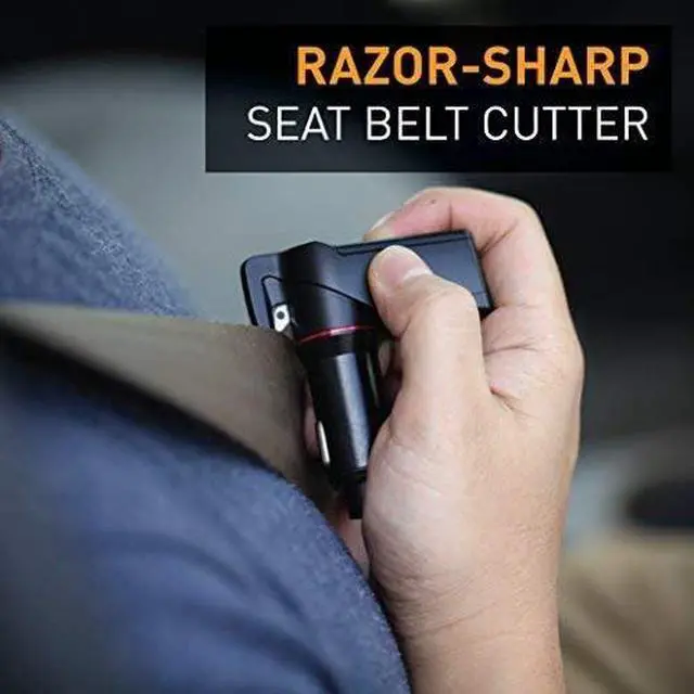 Alt view image 4 of 6 - Stinger Car Emergency Tool, Spring-Loaded Window Breaker, Car Safety Hammer, Seatbelt Cutter and Window Glass breaker, Car Escape Tool, USB Car Charger, 2 USB Ports Max 2.4A (2 pcs Black Combo)