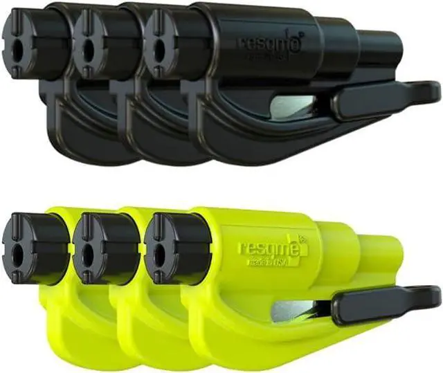 Main image of The Original Emergency Keychain Car Escape Tool, 2-in-1 Seatbelt Cutter and Window Breaker, Made in USA, Pack of 6, Yellow, Black - Compact Emergency Hammer