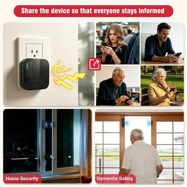 Alt view image 5 of 7 - WiFi Door Chime, Door Sensor Alarm with Phone Notifications for Kids Safety & Dementia Care, Door Open Alert for Home Security and Business Use, 20 Chimes, 5 Volume Levels, 2.4GHz Only