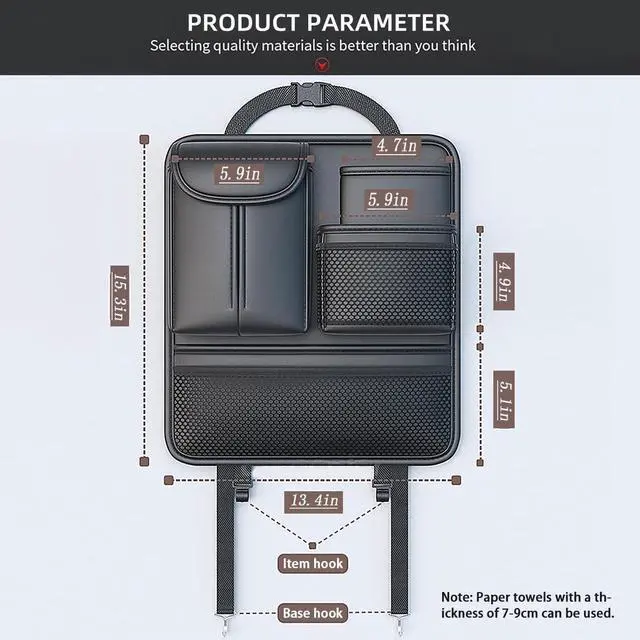 Alt view image 3 of 7 - Backseat Car Organizer,5 Storage Pocketscar Seat Organizer,Car Storage Organizer with Foldable Food Tray,Car Seat Back Protectors Kick Mats Travel Accessories