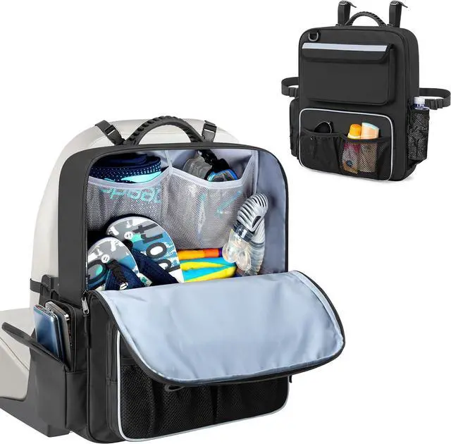 Main image of Boat Organizers and Storage, Boat Back Seat Carrying Bag with Rubber Handle and Adjustable Back Belt, Multiple Pockets for Boat Accessories, Black